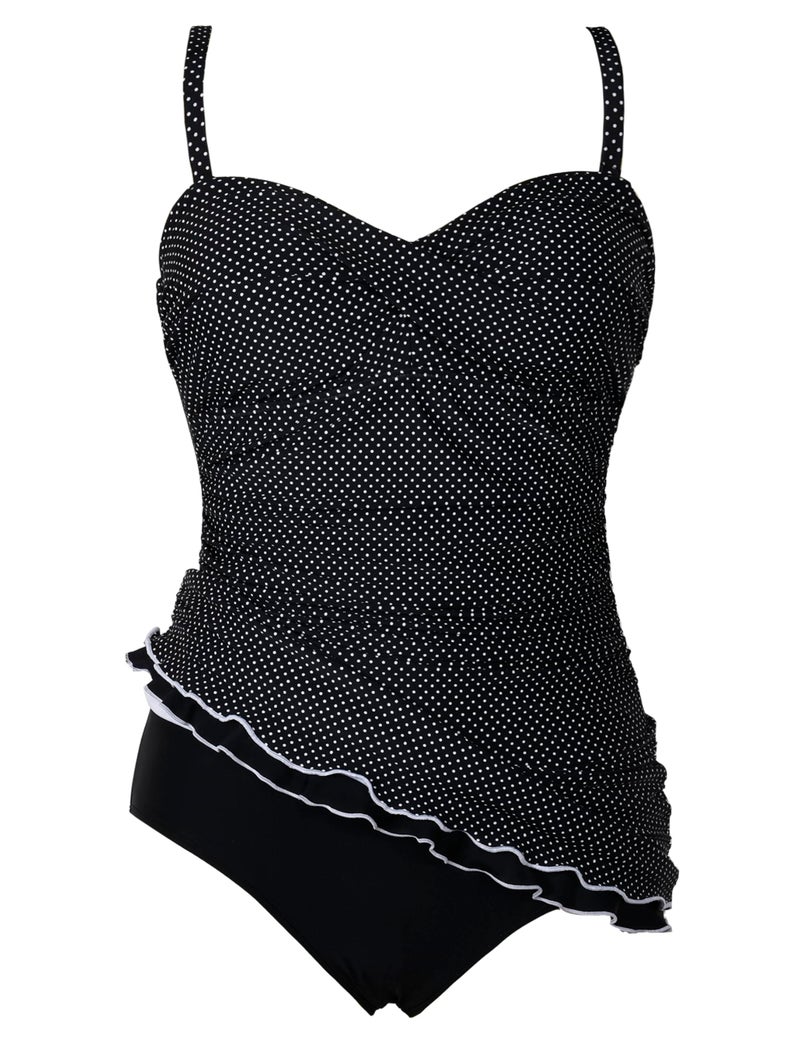 Hilor Women's One Piece Swimsuits Tummy Control Swimwear Ruffle Swimdress with Panty Polka Dot 16 - Image 4